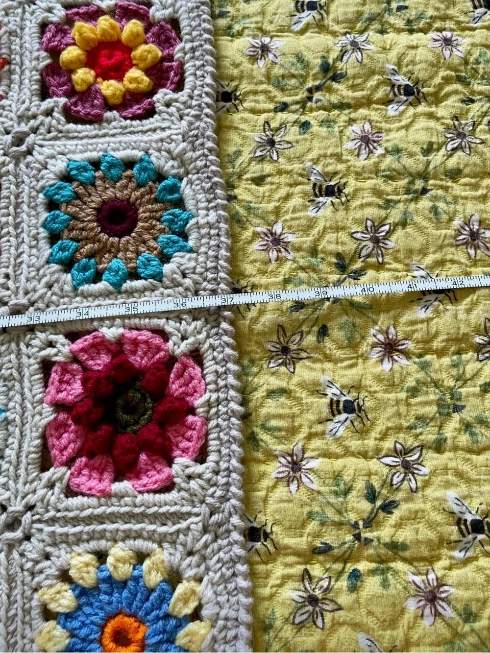 Handmade Granny Square Throw Blanket, Multicolor, Acrylic, 37” x 45”